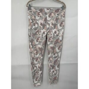Spanx Ankle Jean-ish Leggings Abstract Floral Cream Khaki White‎ Sz Large